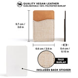 RYTOO Sublimation Blanks Phone Wallet - PU Leather Card Holder for Back of Phone Stick on iPhone Android HTV Friendly DIY Blanks for Vinyl Projects (Beige Polyester Burlap) RYTOO