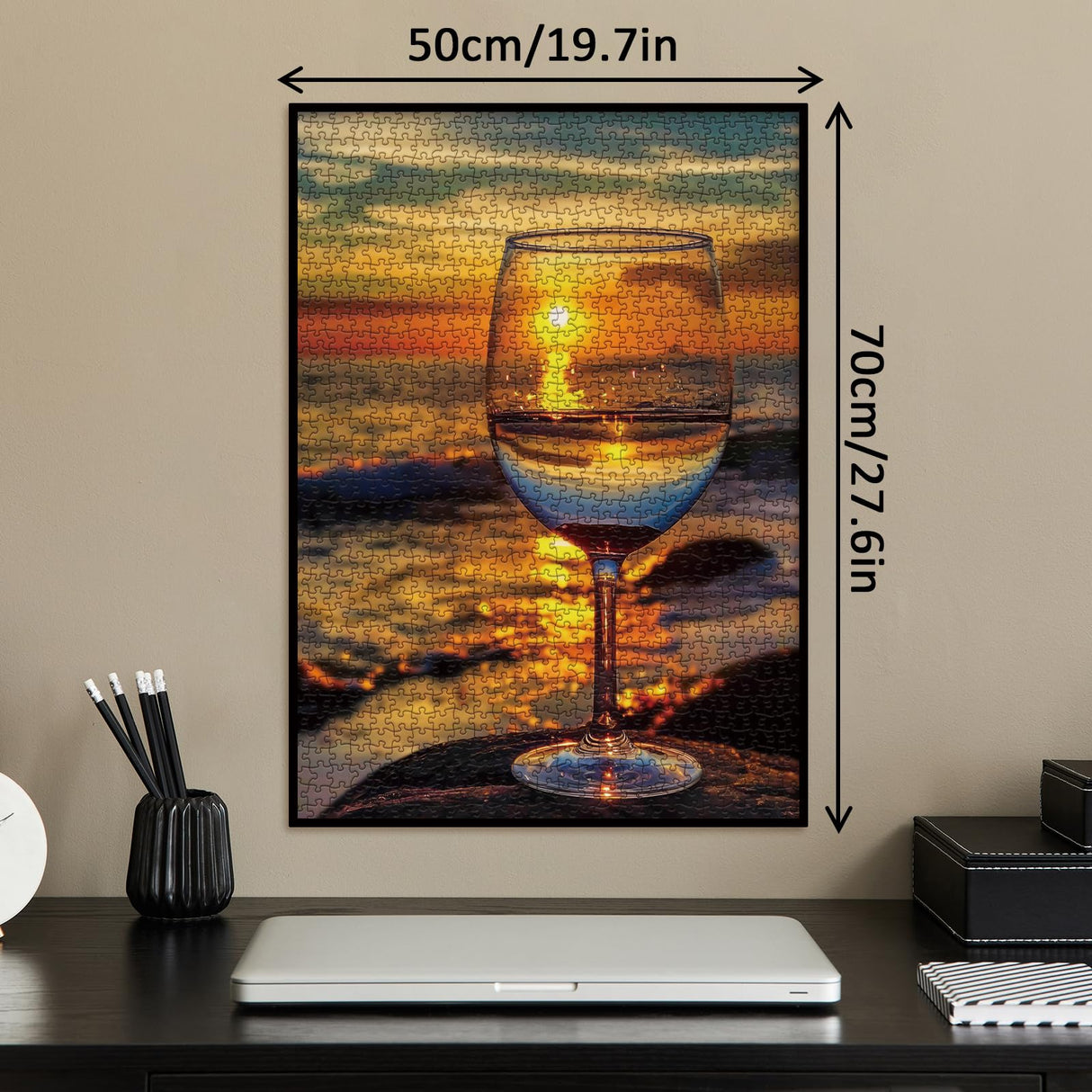 Beach Wine Sunset Puzzles for Adults 1000 Pieces, Ocean Art Landscape Jigsaw Puzzles, Pretty Beautiful Scene Puzzle IdeaBazar