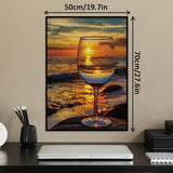 Beach Wine Sunset Puzzles for Adults 1000 Pieces, Ocean Art Landscape Jigsaw Puzzles, Pretty Beautiful Scene Puzzle IdeaBazar