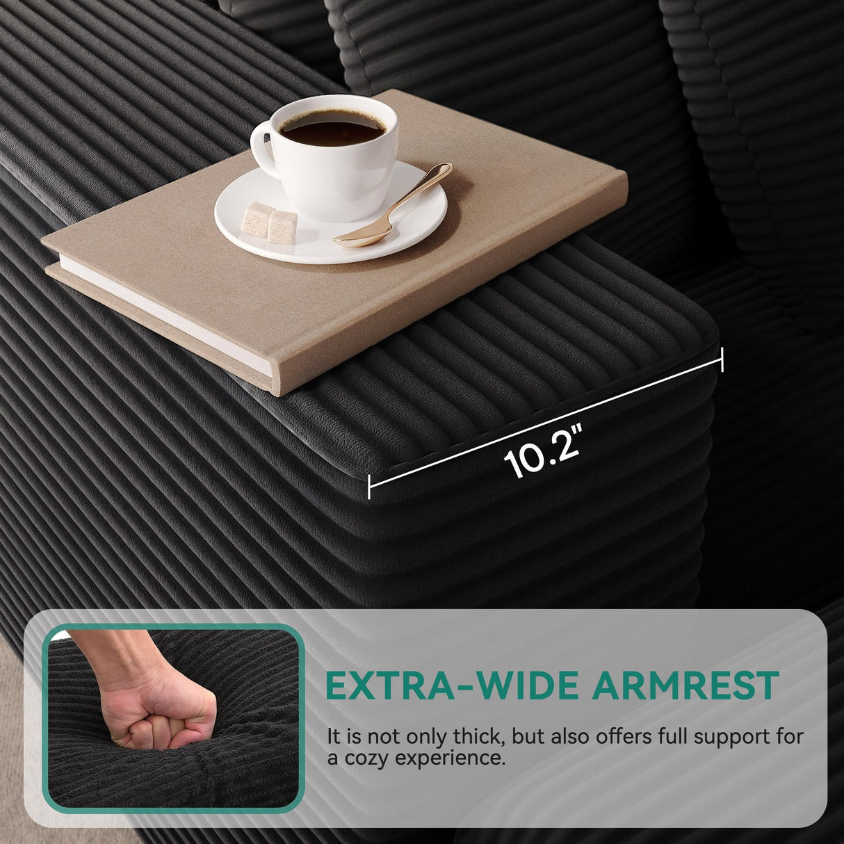 DWVO 108" Modular Sectional Couch with L-Shape Chaise, Modern Cloud Sectional Sofa with Deep Seat, Upholstered Couches for Living Room Bedroom, No Assembly Required, Black DWVO