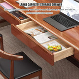 SUZEPER Extra Large Two Person Office Desk,Wooden Double Computer Desk with 2 Drawers and Storage Shelves, Study Writing Table for Home Office Workstation(63" L x 24" W, F) SUZEPER