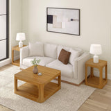 Plank+Beam Forma Coffee Table, Solid Wood 36 Inch Modern Coffee Table with Shelf, Contemporary Center Table with Storage Space, Square Tea Table with Storage, Pecan Plank+Beam