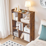 HOOBRO 6 Cube Bookshelf, 4 Tier Bookcase with Legs, Mid-Century Modern Bookshelves, Large Open Storage Shelf, Wooden Book Case for Living Room, Bedroom, Office, Kitchen, Rustic Brown FG116SJ01 HOOBRO