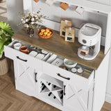 Buffet Cabinet with Storage,Sideboard Kitchen Storage Cabinet41.7 L x15.5 W x 47" H Farmhouse Coffee Bar Cabinet, with 2 Drawers and Shelves,Coffee Station Home Liquor Bar,White Mufico