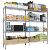 58 inch Wide Shelving Unit, 4 Tier Metal Rack, Pantry Storage Shelves Adjustable Wire Steel Shelving Unit for Heavy Duty Garage, Pantry, Kitchen Carbon Steel Storage Chrome TOEMOA
