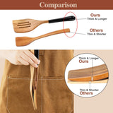 ROSOS Wooden Spoons For Cooking, 6 PCS Natural Acacia Wooden Cooking Utensils or Non-Stick Wooden Kitchen Utensil Set for Kitchen Essentials, Smooth Grip Wooden Cooking Spoons with Hanging Hole, Black ROSOS