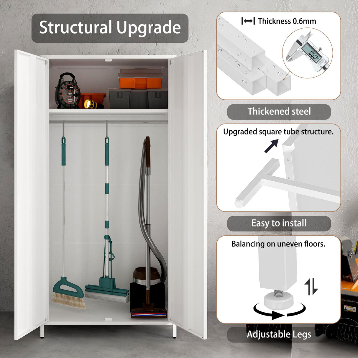 MIOCASA Metal Armoire, Wardrobe Cabinet with Hanging Rod and 1 Shelves Steel Storage Locker Clothes Organizer Closet for Bedroom, Changing Room, Laundry Room, Office MIOCASA