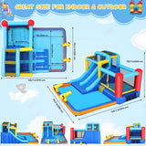 Whubefy Bounce House with Double Water Slide for Kids 3-12 w/Blower, 12x10FT Jump and Slide Inflatable Water Park w/ 2 Slides, Jumping Area, Climbing Wall and Water Cannons for Indoor Outdoor Backyard Whubefy
