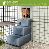 Oneluck Outdoor Cat House Cat Cages Enclosure with Super Large Enter Door, 55L x 41W x41H Balcony Cat Playpen with Platforms,DIY Kennels Crate Large Exercise Place Ideal for 1-3 Cats Oneluck