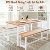 DKLGG Dining Table Set for 4, Kitchen Table Set with 2 Dining Bench, Farmhouse Wooden Dining Room Table Set for 4 Breakfast Nook Table Set for Small DKLGG