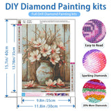 NWQZBYHT Flowers Diamond Art Kits for Adults Beginner,5D Diamond Painting Flowers,DIY Round Full Drill Diamond Dots Paintings Picture Gem Art Kits for Adults Crafts Home Wall Decor 12x16 Inch NWQZBYHT