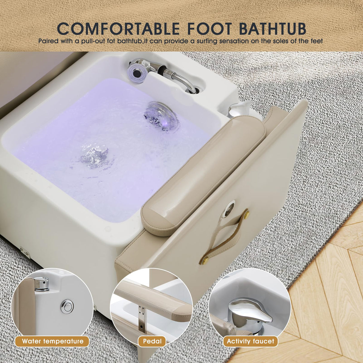 Artist hand Pedicure Spa Chair, Massage Chair, with Smart Foot Bathtub, Hand Wash, Salon Chairs for Manicure, Foot Bath (Grey) Artist hand