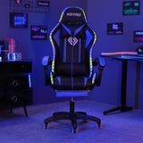 HOFFREE Gaming Chair with LED RGB Lights with Massage and Footrest Ergonomic Computer Chair High Back Video Game Chair with Adjustable Lumbar Support Linkage Armrest Blue and Black HOFFREE