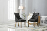Roundhill Furniture C169CC Button Tufted Solid Wood Wingback Hostess Chairs with Nail Heads, Set of 2, Charcoal Roundhill Furniture