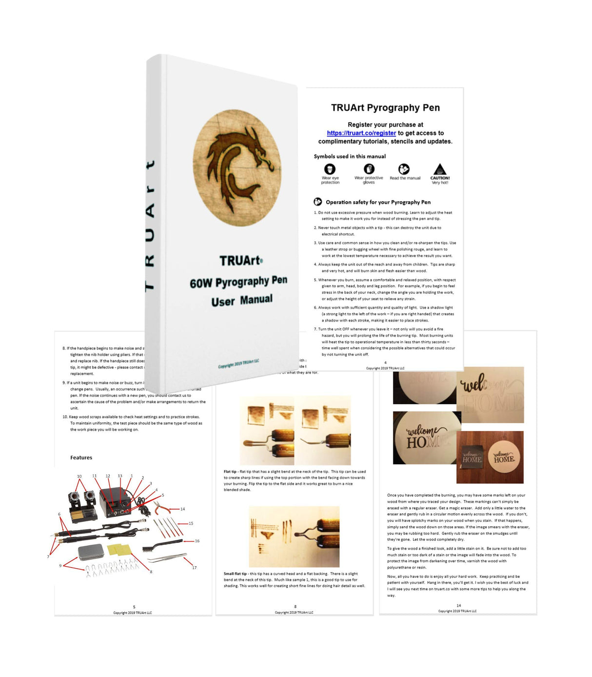 TRUArt (Stage 2) Professional Dual Pen Woodburning Detailer 60W Tool with Digital Temperature Control and 63 Tips TRUArt