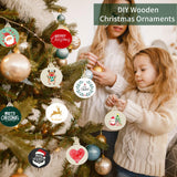 Fuyit 100Pcs 3.5 Inch Wooden Christmas Ornaments Unfinished Wood Slices with Holes, Predrilled Wood Round Circles Blank Discs for DIY Crafts Party Decorations Fuyit