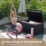 Devoko 120 Gallon Resin Deck Box Waterproof Indoor Outdoor Storage Box Lockable Large Storage Container for Patio Furniture Cushions, Pool Toys and Garden Tools Devoko