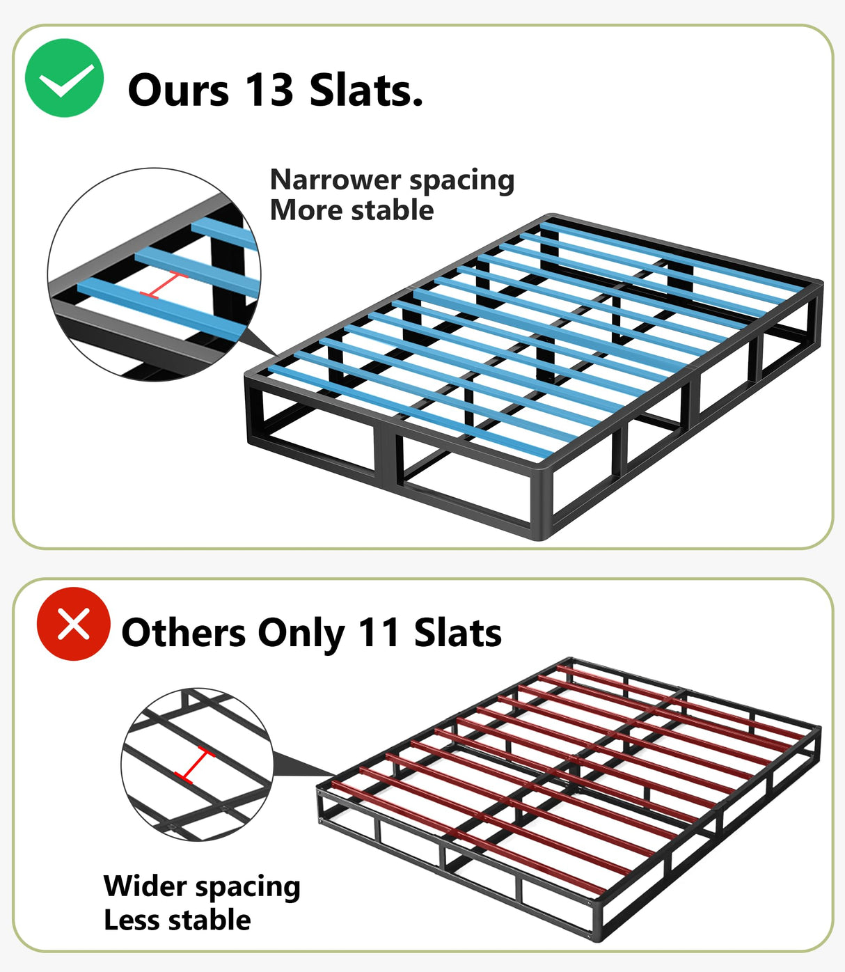 ROIL 10 Inch King Box Spring, Heavy Duty Metal Box Spring Mattress Foundation with Fabric Cover, 3500lbs Max Weight Capacity, Easy Assembly, Noise Free, Non-Slip ROIL