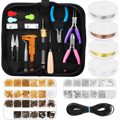 PAXCOO Jewelry Making Supplies Kit, Jewelry Making Kit with Jewelry Making Tools, Jewelry Wires and Jewelry Findings for Jewelry Making, Repair and Beading PAXCOO
