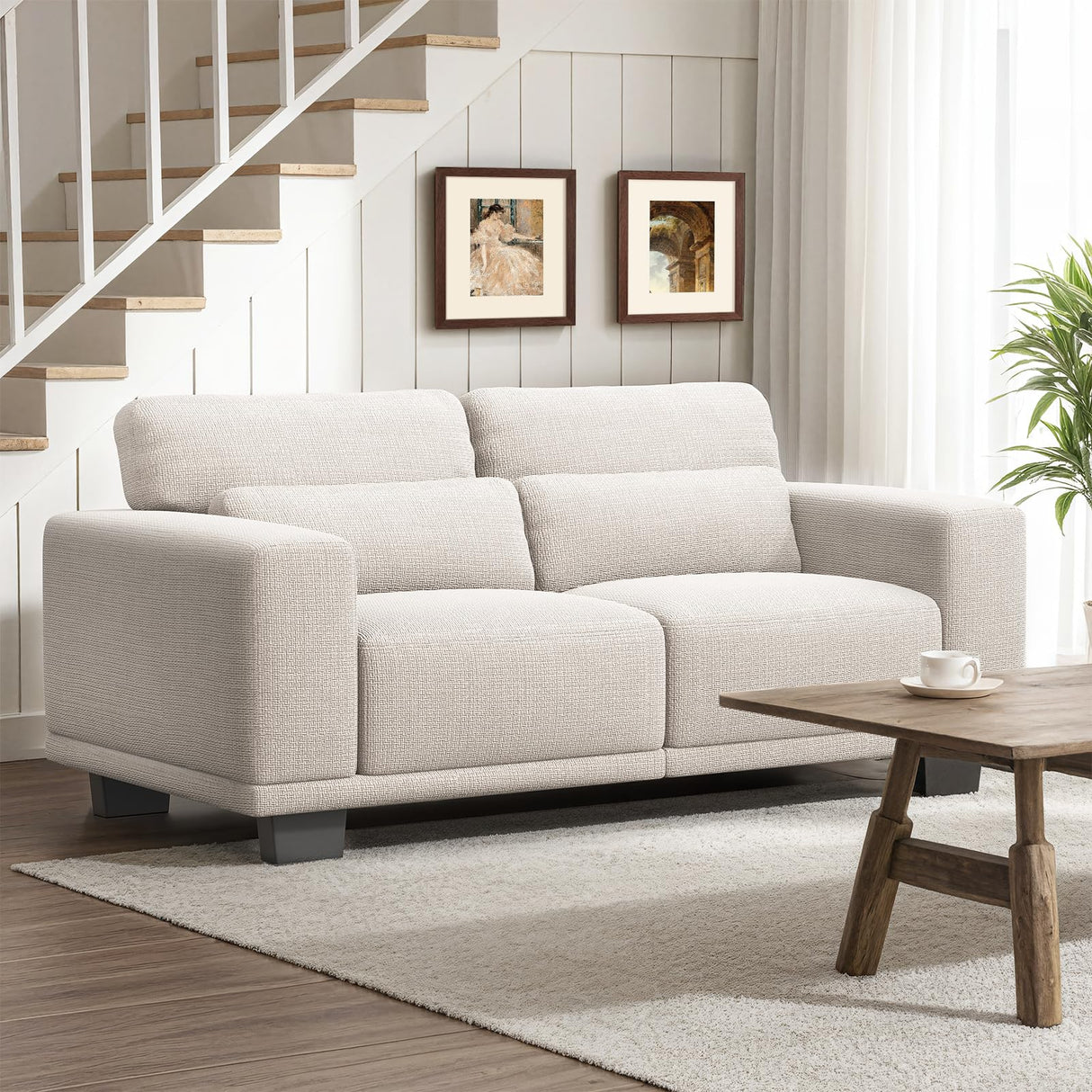 Marsail 65" Loveseat Sofa, Love Seat for Living Room, Comfy Couch with Deep Seats and Wide Armrests, Sofa Couch with Supportive Cushion and Sturdy Frame, Easy to Clean with Removable Covers, Beige Marsail