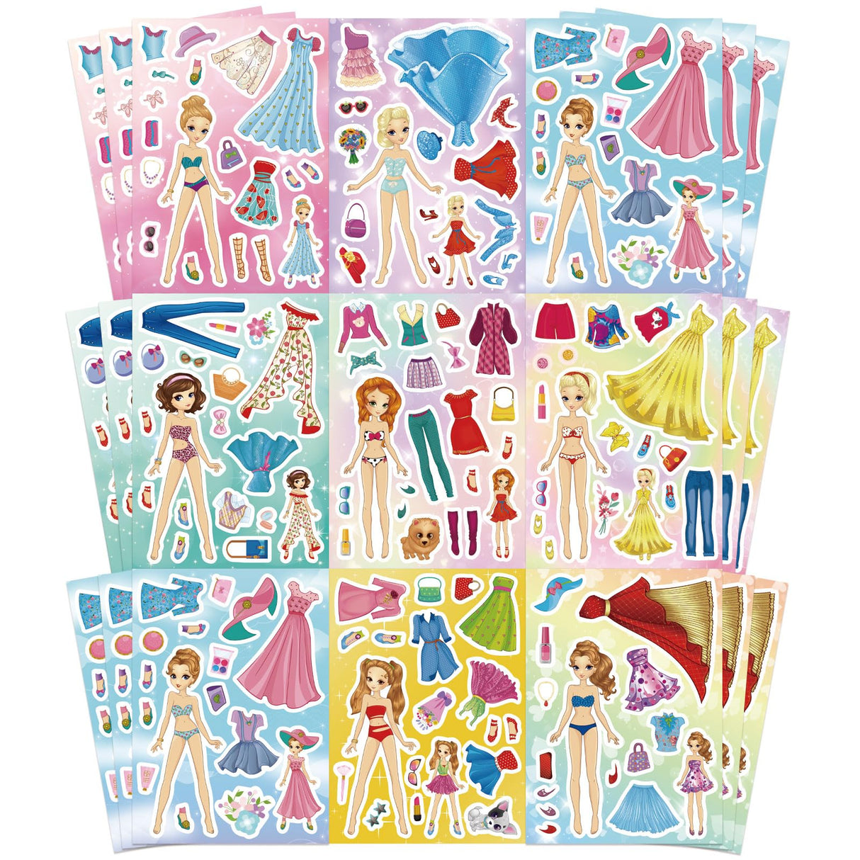 Stickers for Kids, 24 Sheets Dress Up Stickers for Girls, Make Your Own Fairy Princess Sticker, Birthday Party Favor, Classroom Rewards, Art Craft DUJAA