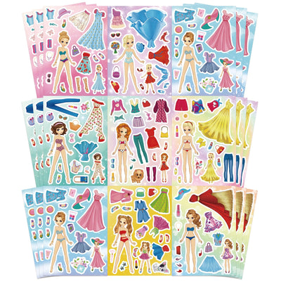 Stickers for Kids, 24 Sheets Dress Up Stickers for Girls, Make Your Own Fairy Princess Sticker, Birthday Party Favor, Classroom Rewards, Art Craft
