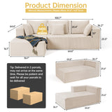 Modular Sectional Sofa, Cloud Sectional Couch with L-Shape Chaise, Modular Sofa with Deep Seat, Upholstered Couches Boneless Sofa for Living Room, White(Left Facing Chaise) Airynee