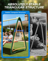 SPORTSWIN 6in1 Outdoor Metal Swing Sets for Backyard for Kids with Heavy Duty Frame (Green) SPORTSWIN