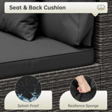 LHBcraft 7 Piece Patio Furniture Set, Outdoor Furniture Patio Sectional Sofa, All Weather PE Rattan Outdoor Sectional with Cushion and Glass Table, Clips LHBcraft