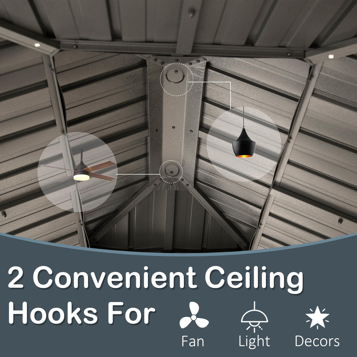 Domi 10x14FT Hardtop Gazebo, Permanent Outdoor Gazebo with Galvanized Steel Double Roof and Aluminum Frame, Curtain and Netting, Pavilion Gazebo for Patio Deck Garden, Grey domi outdoor living