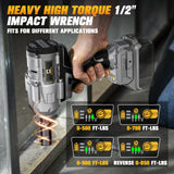 Cordless Impact Wrench 1/2 inch for Dewalt Battery, 900FT-LBS (1200N.m) Brushless Electric Impact Gun Includes LED Work Light, 2100RPM High Torque Impact Driver, Bare Tool Only Cerycose