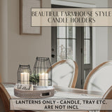 Rustic Farmhouse Lantern Decor Set of 2 - Stylish Decorative Lanterns for Your Living Room, Fireplace Mantle or Kitchen Dining Table - Modern Upscale Beauty for Your Entire Home KIBAGA