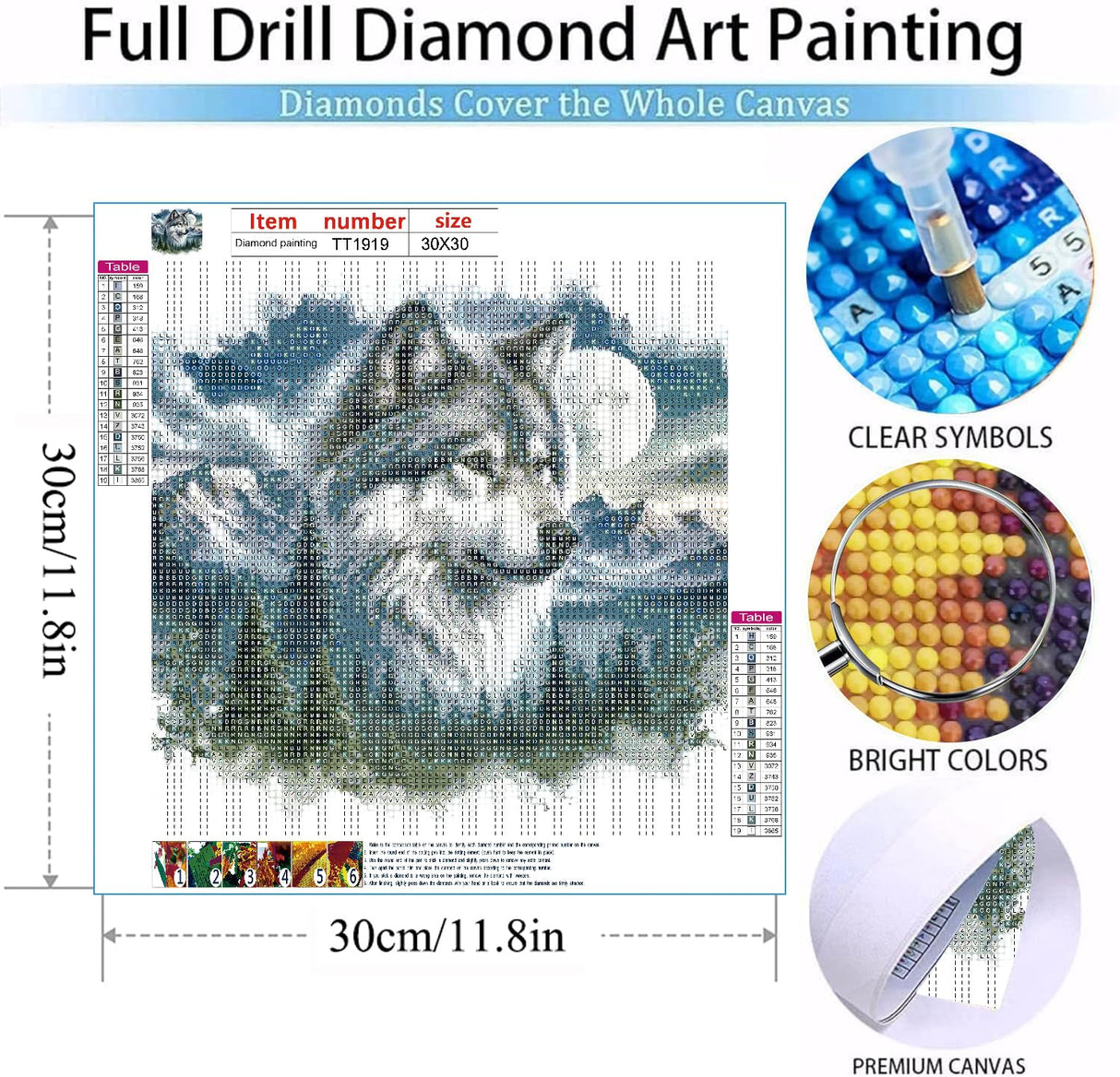MOMDEDP 5D Forest Wolf Diamond Art Kits for Adults Beginners,DIY Full Round Drill Diamond Painting Kits Moon Wolf Head, Diamonds Dot Gem Art Crystal Mountain Landscape for Home Wall Decor12X12In MOMDEDP