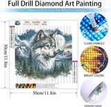 MOMDEDP 5D Forest Wolf Diamond Art Kits for Adults Beginners,DIY Full Round Drill Diamond Painting Kits Moon Wolf Head, Diamonds Dot Gem Art Crystal Mountain Landscape for Home Wall Decor12X12In MOMDEDP