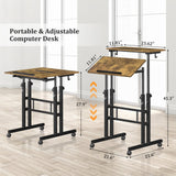 Enayplon Small Standing Desk with Wheels, Mobile Stand Up Desk, Portable Standing Table on Wheels for Walking Pad, Rolling Computer Desk Adjustable Height, Tall Table Enayplon