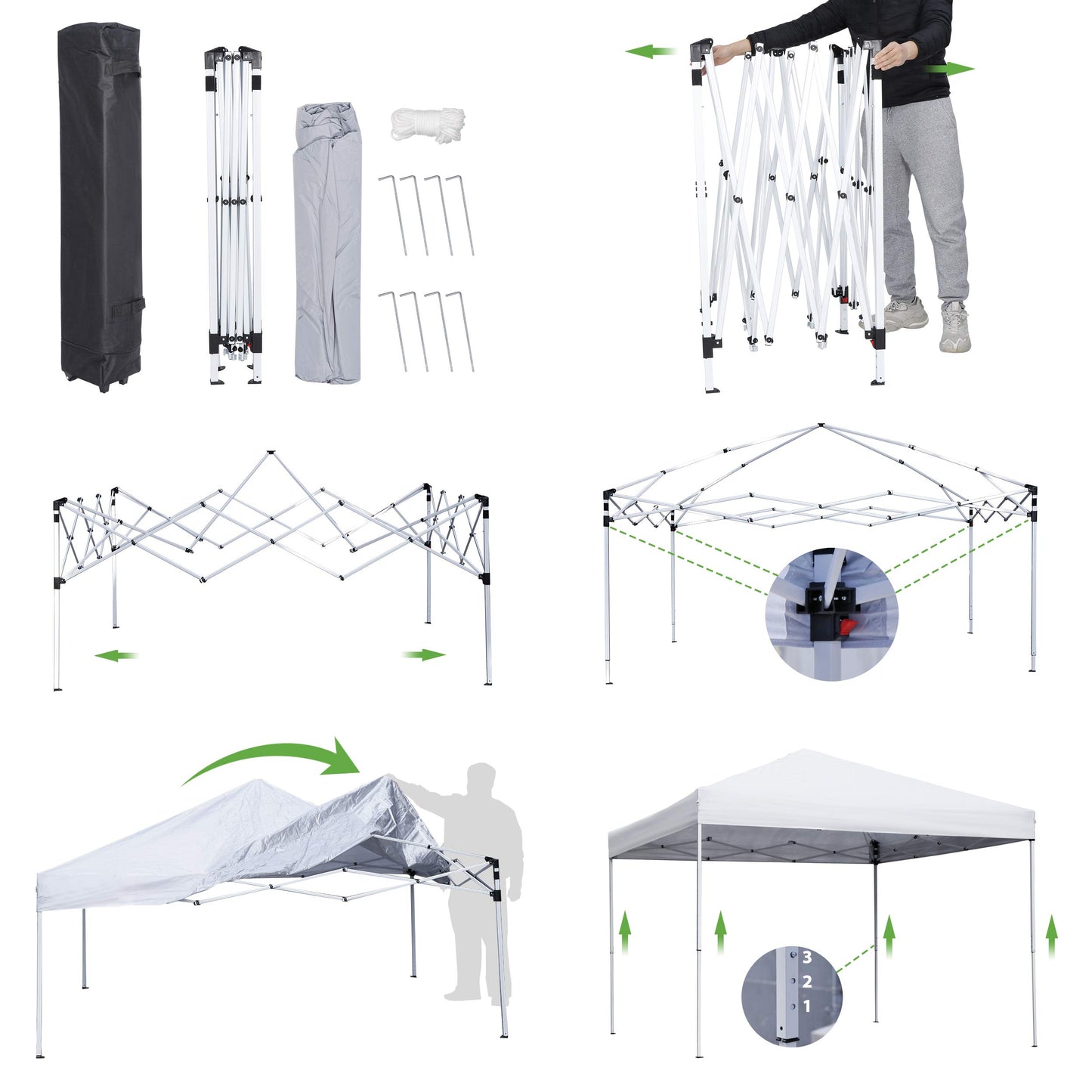 ZENY 10x10 Pop Up Canopy Tent Easy Set-up Outdoor Patio Canopy Adjustable Straight Leg Heights Instant Shelter with Wheeled Bag, Ropes