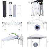 ZENY 10x10 Pop Up Canopy Tent Easy Set-up Outdoor Patio Canopy Adjustable Straight Leg Heights Instant Shelter with Wheeled Bag, Ropes ZENY