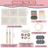 Punch Needle Kit – 6 Floral Design Punch Needle Embroidery Kit w/Monk Cloth, Embroidery Hoop, Yarn & More - Essential Punch Needle Supplies for Crafters - Ideal Punch Art for Beginners Emri Lane