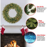 National Tree Company Pre-Lit Artificial Christmas Wreath, Green, Norwood Fir, White Lights, Christmas Collection, 60 Inches National Tree Company