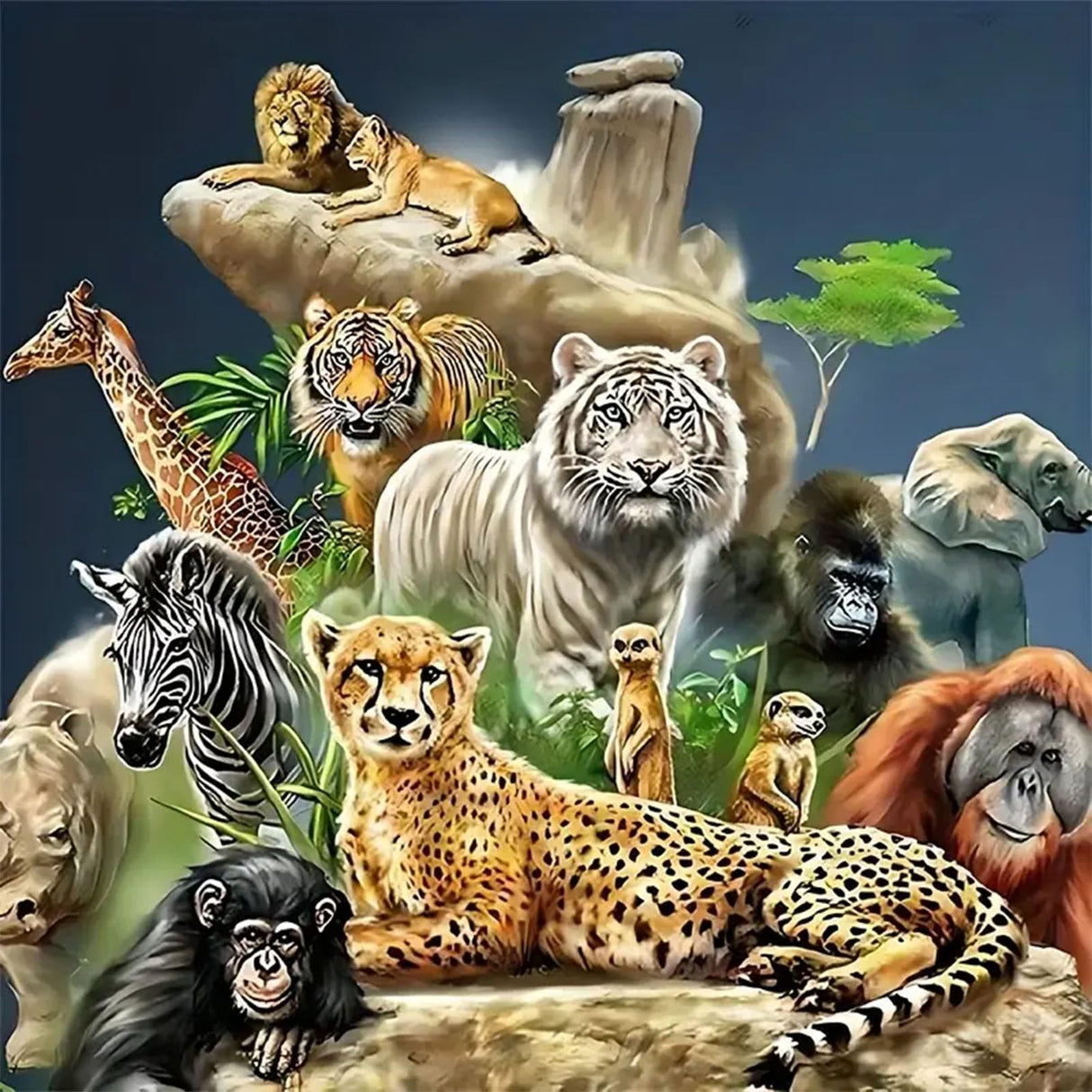CXYQLC DIY 5D Diamond Painting Kits for Adults, Diamond Art Lions,Tigher&Animals Diamond Painting Full Drill Crystal Rhinestone Embroidery Craft Kits for Home Wall Decor Gifts 13.7x13.7inch CXYQLC