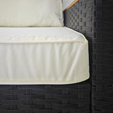 Outsunny 3-Seat Outdoor Patio Sofa with Cushions, PE Rattan Wicker Sofa with Wood Grain Wide Armrests, Outdoor Wicker Couch for Porch, Garden, Sunroom, Poolside, Beige Outsunny