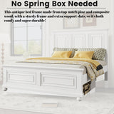 Duxelifin King Size Platform Beds for Bedroom, Tall Headboard King Bed Frame with Footboard, Pinewood Antique Bed Frame, Farmhouse Style, Noise-Free, No Box Spring Needed, White Duxelifin