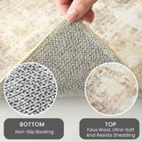 IOHOUZE Abstract Runner Rug 2x6 Ft Washable Runners for Hallways, Non Slip Kitchen Runner Printed Faux Wool Entryway Runner Indoor, Modern Abstract Floor Carpet for Hall Kitchen Bedroom, Beige Brown IOHOUZE