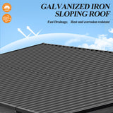 GARTOO 12.5'x6.5' Outdoor Grill Gazebo - Hardtop Cedar Wood Gazebo with 2 Side Shelves and Galvanized Steel Roof, Patio Wooden BBQ Pergola for Garden, Porch and Backyard GARTOO