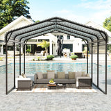 EBE 10 x 15 FT Metal Carport, Heavy Duty Carports with Galvanized Steel Roof, Outdoor Carport Canopy Garage Shelter Shade for Car, SUV, Truck, Boats and Tractors EBE