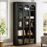 Tribesigns 5-Tier Farmhouse Arched Bookshelf, 70.87-Inch Mid Century Modern Bookcase with Open Shelves, Tall Book Shelf Gothic Display Storage Shelving Unit for Home Office, Black Tribesigns