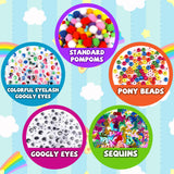 DOITEM Pipe Cleaners Craft Supplies, 1500+Pcs Arts and Crafts Supplies Including Pipe Cleaner Wiggle Googly Eyes Pom Poms Feathers Sticks Sequins Foam Flowers Papers Felt Stickers DOITEM