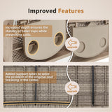 HOMREST 3-Person Porch Swing 55in Wicker Hanging Swing Bench with Cushions Cupholders Swing Chair with Chains 800lbs Capacity for Deck Garden Backyard HOMREST