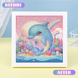 cviokrdu Dolphins Diamond Art Kits for Kids with Frame - Sea Animal Diamond Art for Kids Ages 4 8 12, Animals Gem Painting Kit for Gift Home Wall Decoration(7x7inch) cviokrdu