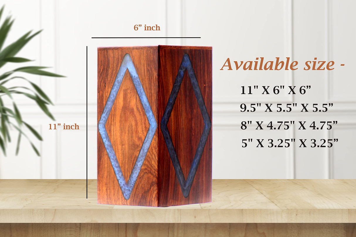 Wooden Urn box With Amazing Resin Design - Personalized Cremation Urn for Ashes - Handmade Urns for Human Ashes - Adult Large Cremation Urns - Merit wooden craft